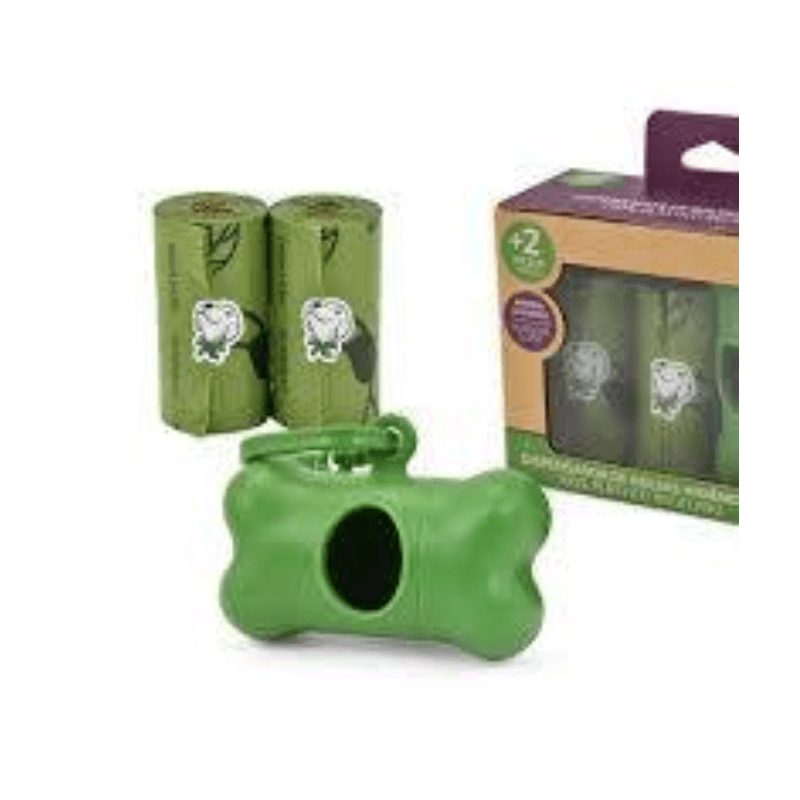 Portabolsas con 2 Rollos de 15 Bolsas Biodegradables con Olor a Lavanda