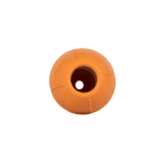 Juguete Conic naranja para perros, vista desde abajo mostrando su orificio central.