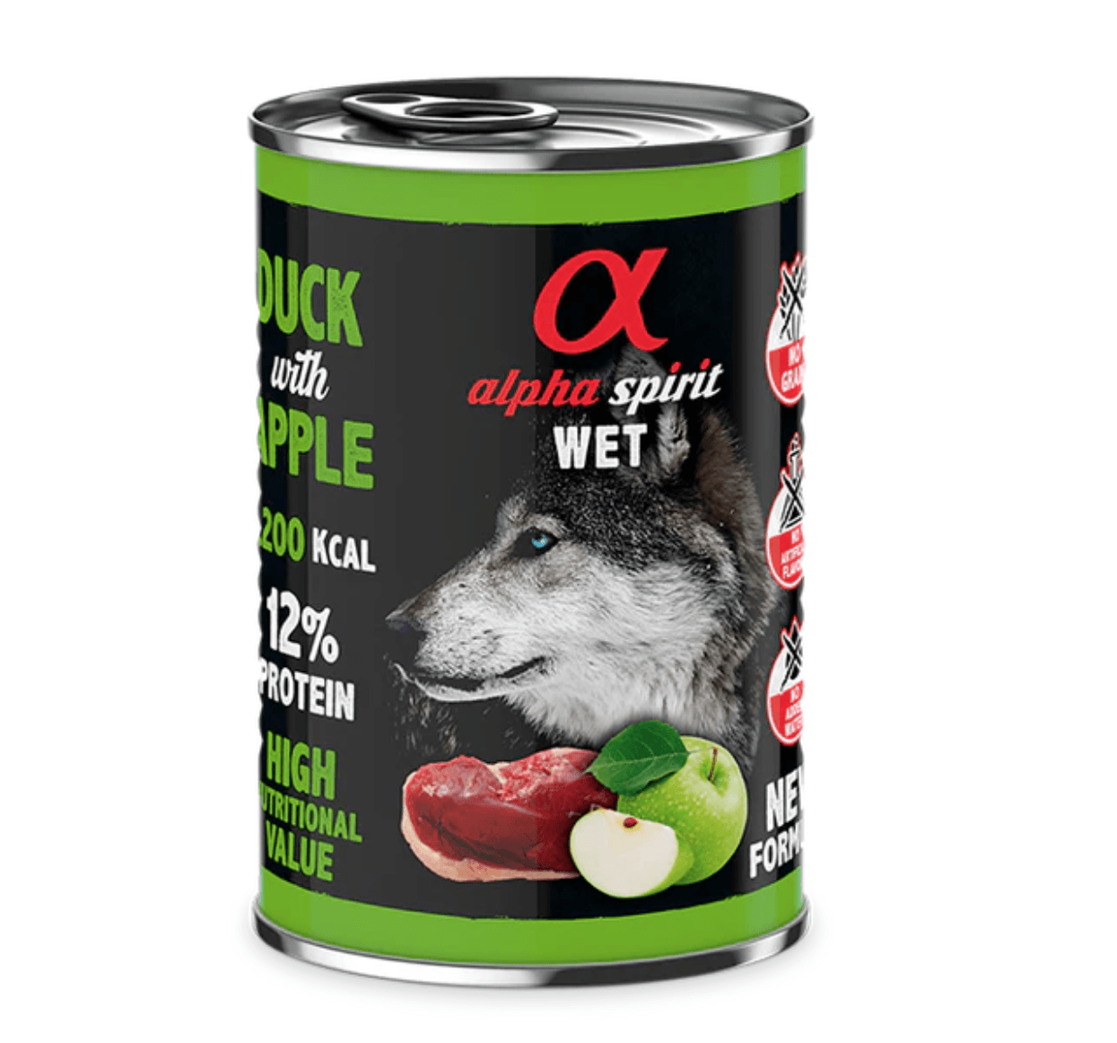 Alpha Spirit WET Dog Pato con manzana1